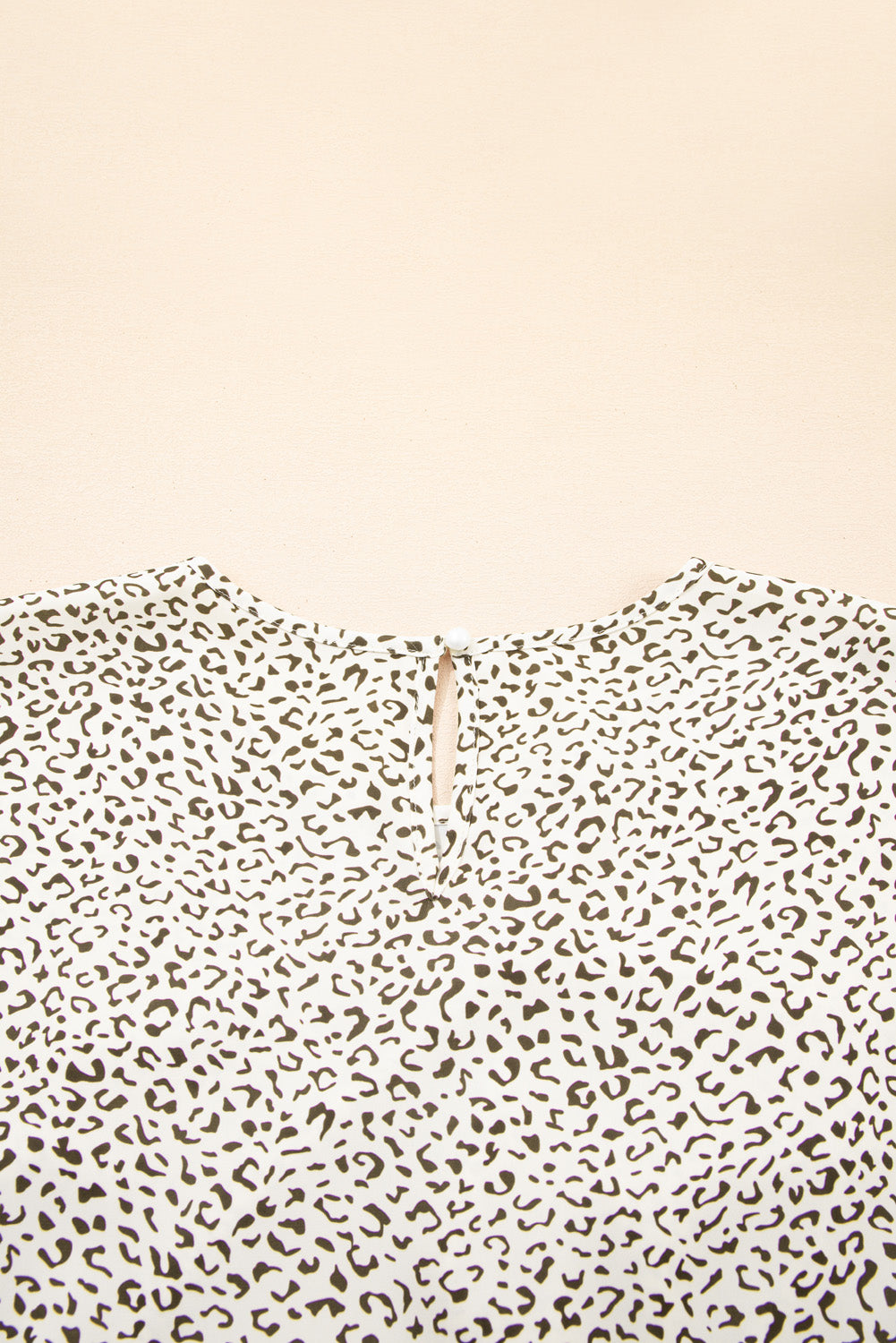 Beige Plus Size Leopard Print Frill Trim Short Sleeve Flared Dress