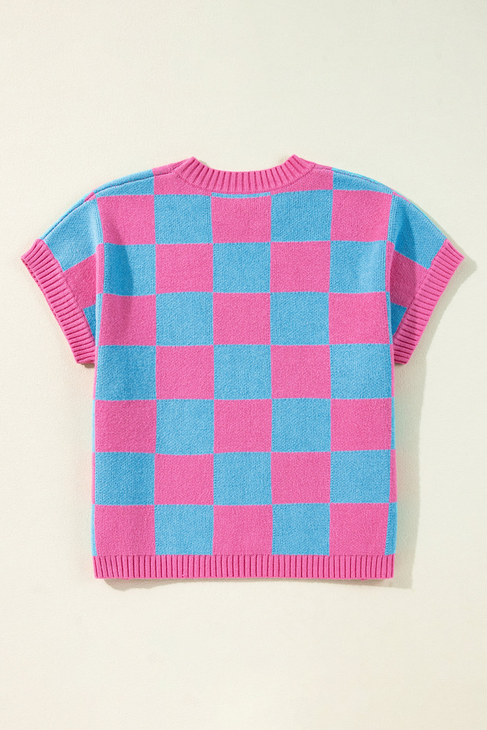 Pink and Blue Checkered Sweater Tank