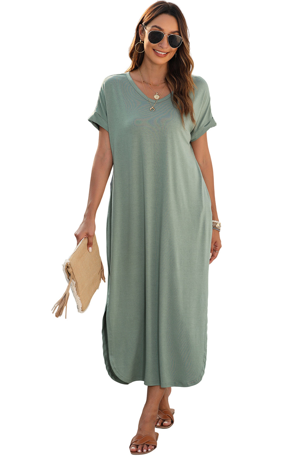 Sage Maxi T-shirt Dress