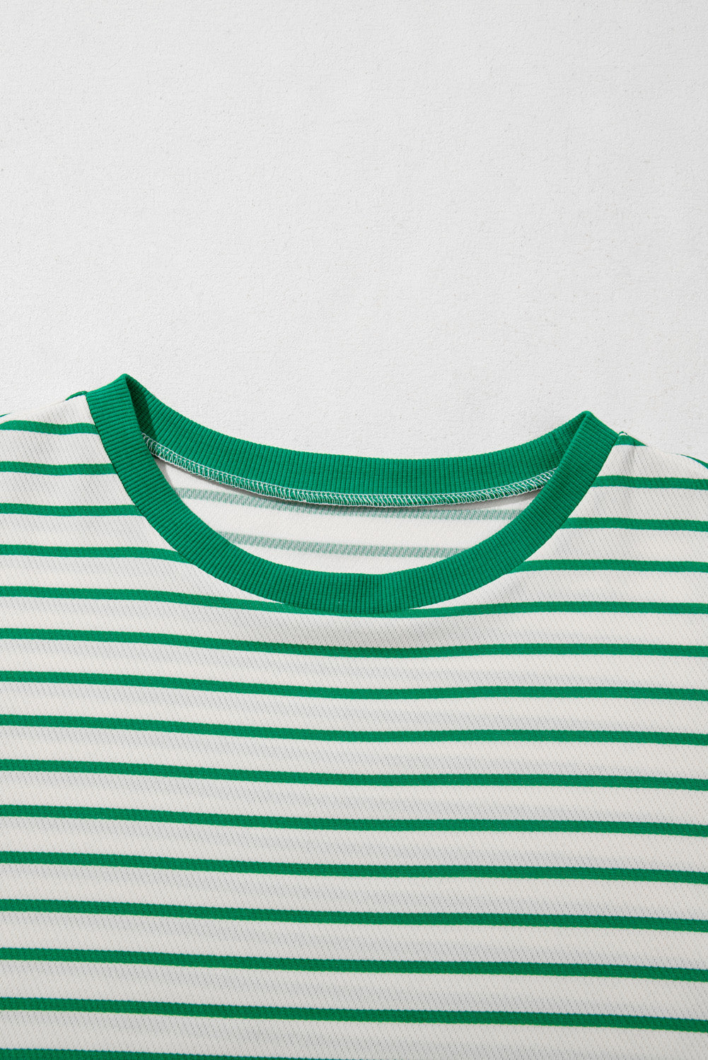 Green Stripe Plus Size Round Neck T Shirt