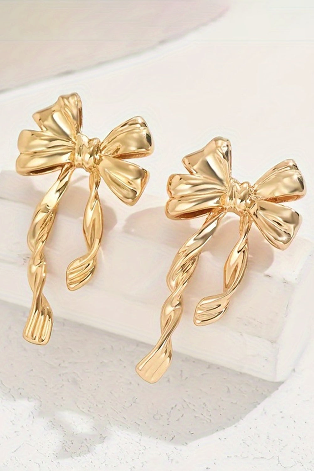 Gold Bow Knot Plated Alloy Stud Earrings