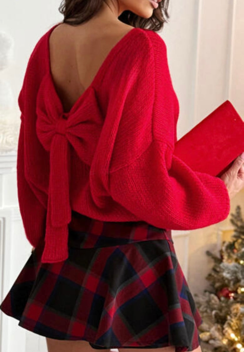 Merry Red Bow Tie Sweater