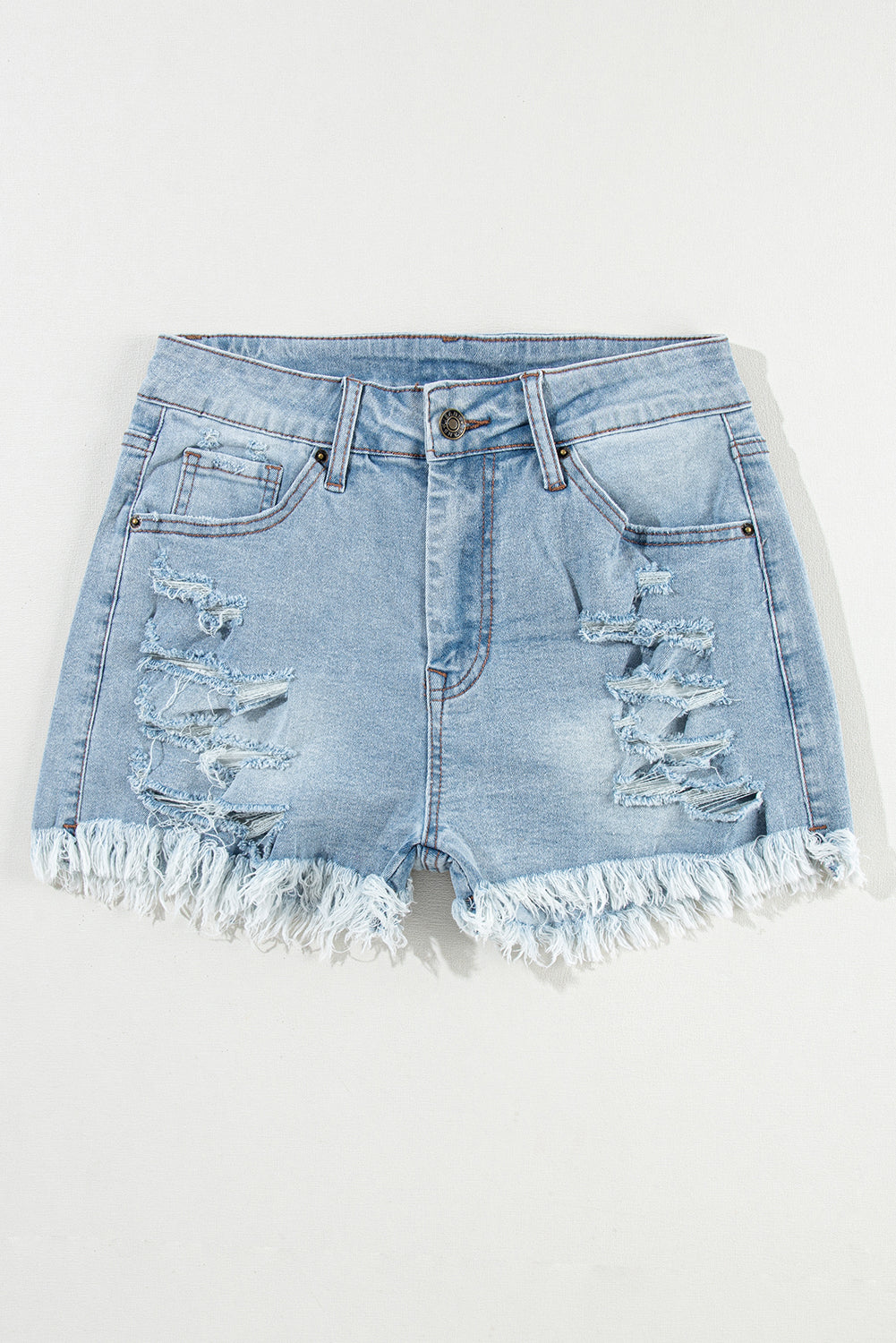 Light Blue Distressed Denim Shorts