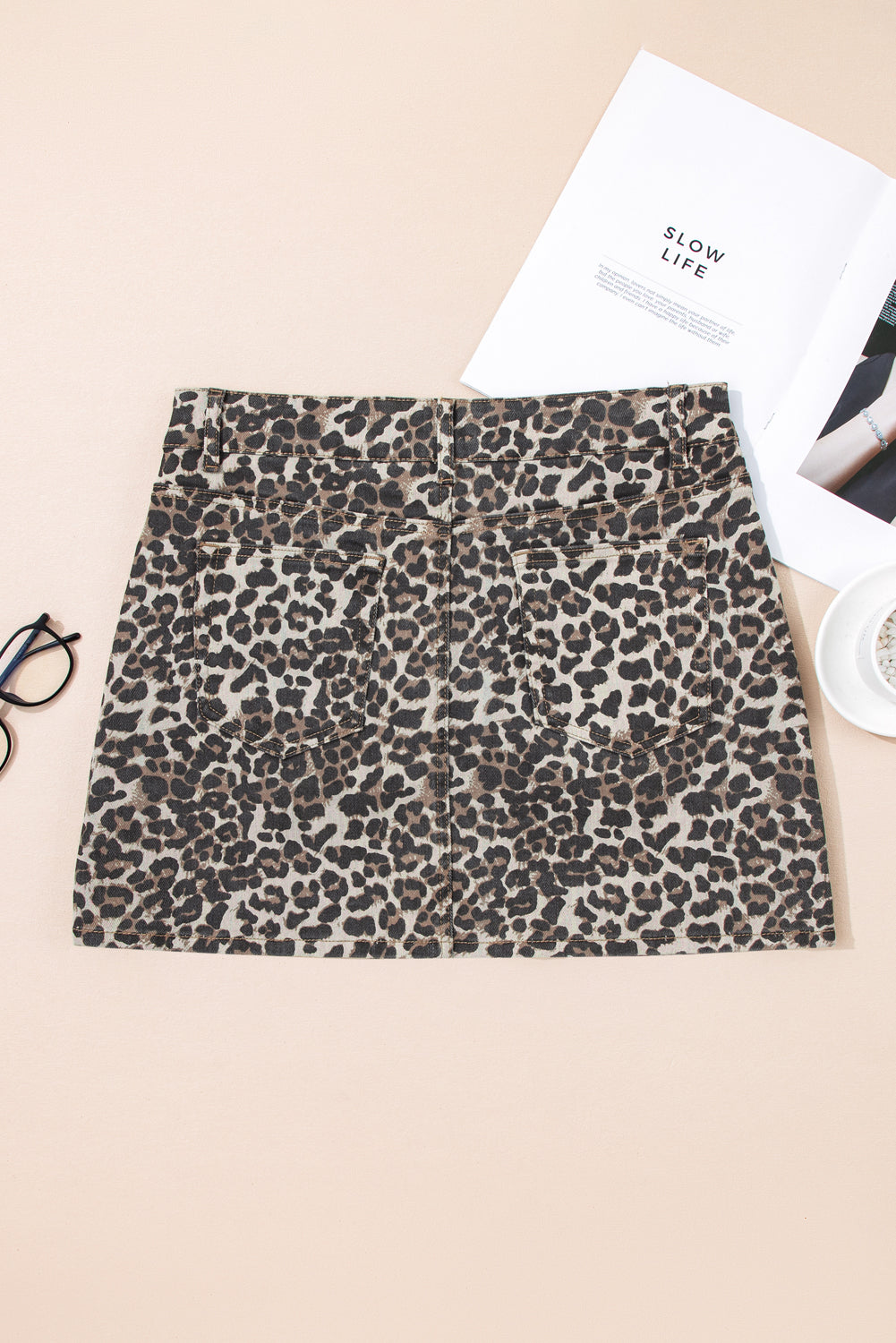 Leopard Denim Skirt