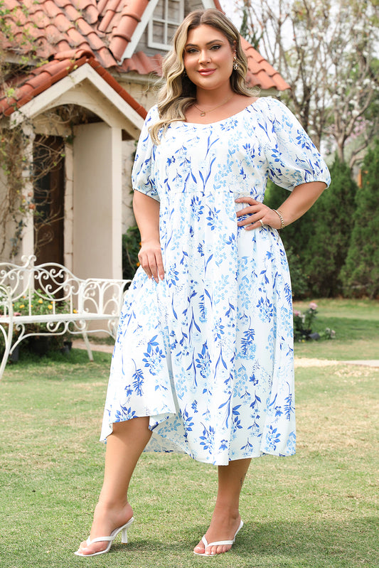 Sky Blue Plus Size Midi Dress