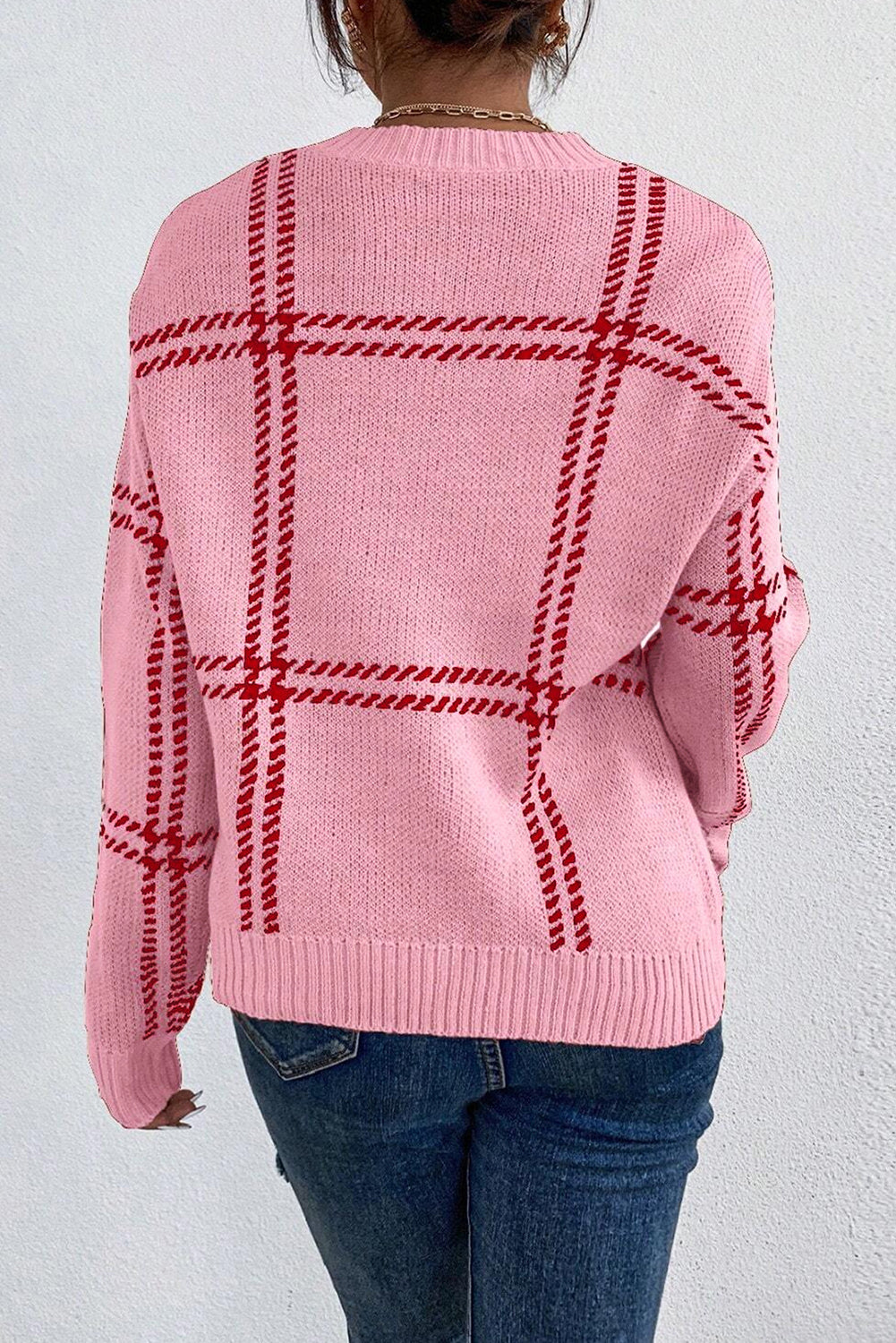 Pink Plaid Sweater