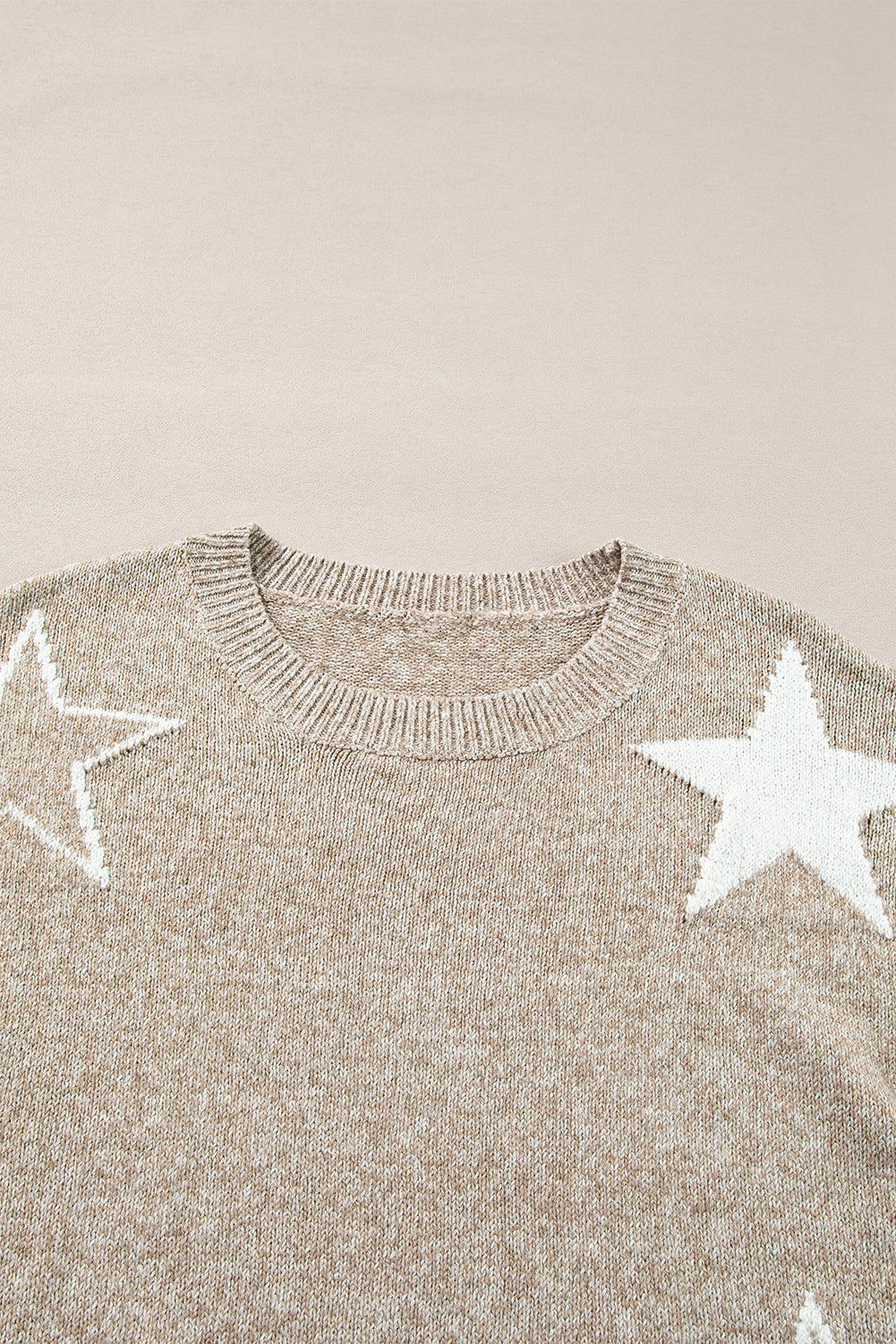 Khaki Star Pattern Sweater