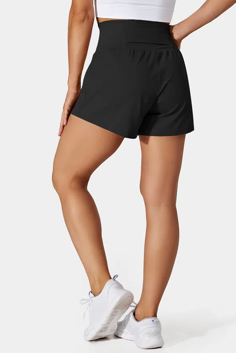 Black Pocketed Wide Waistband Shorts