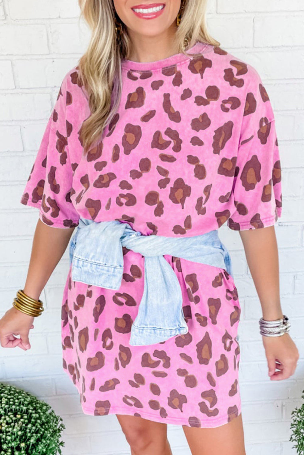 Pink Leopard T-Shirt Dress