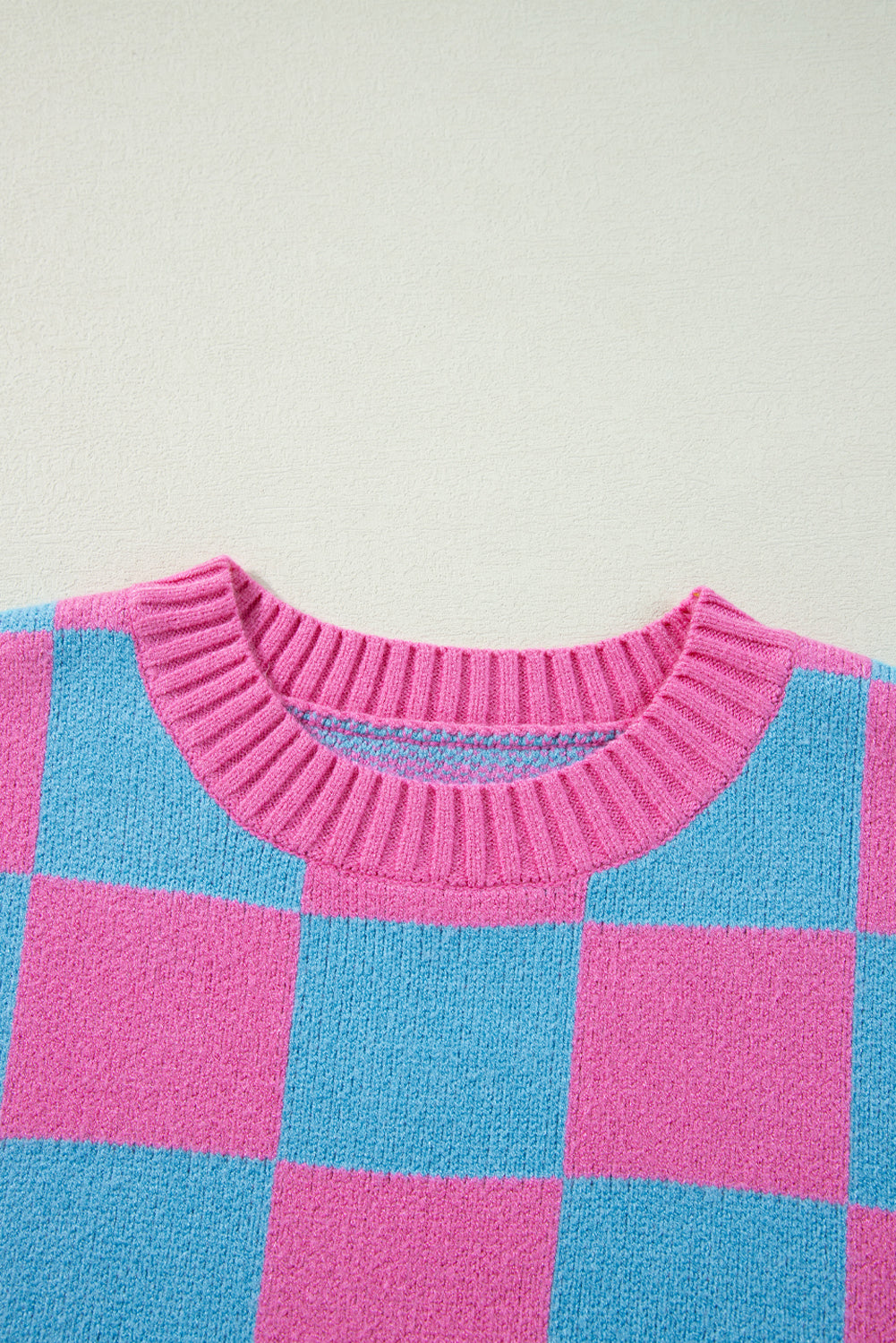 Pink and Blue Checkered Sweater Tank