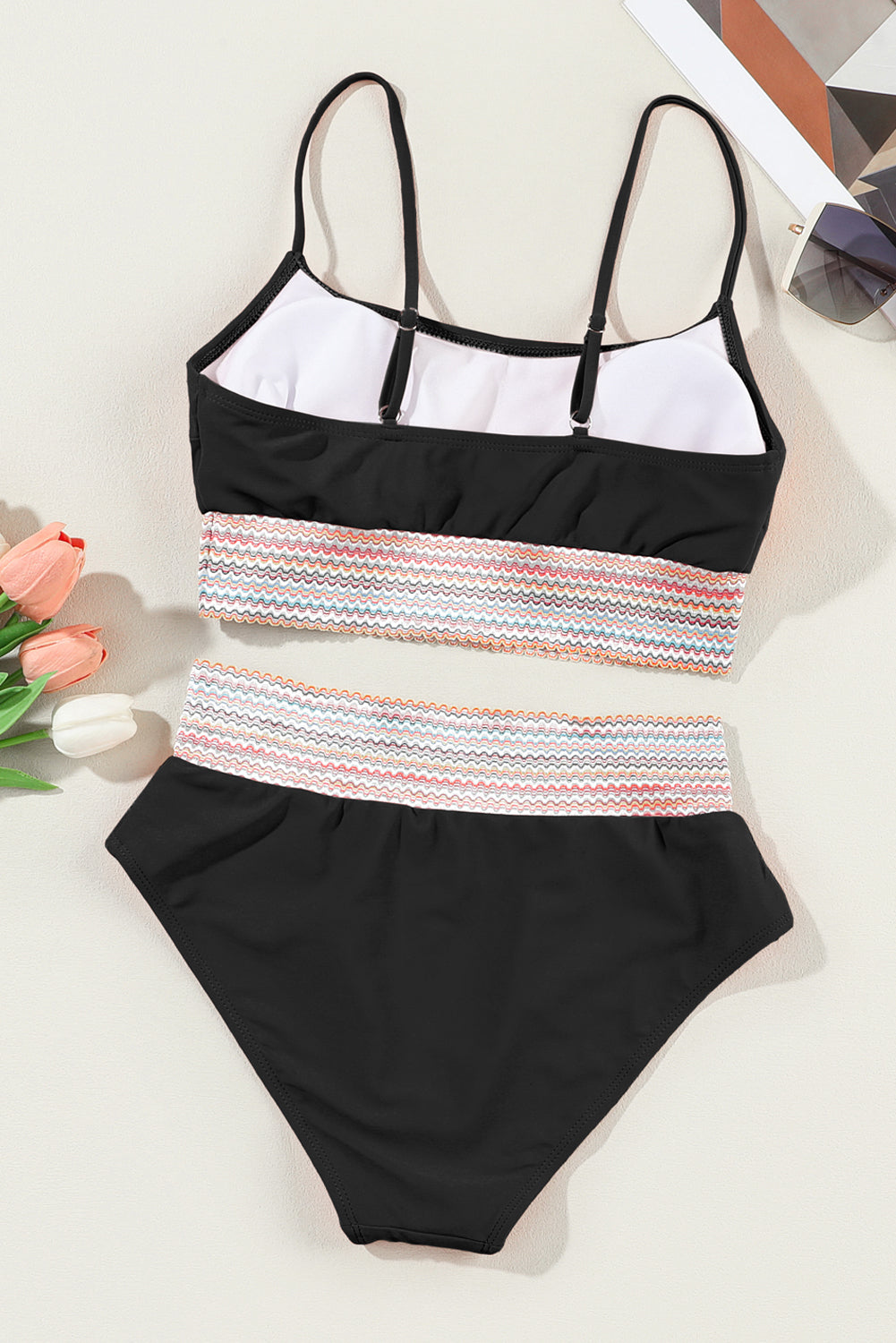 Black Striped Swimsuit