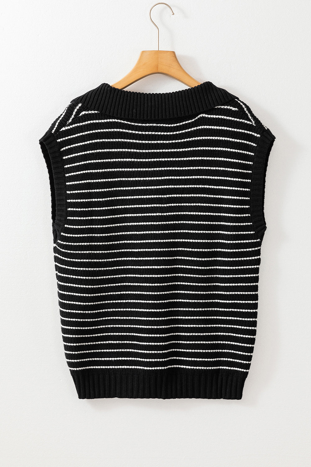 Black Stripe V Neck Sweater Tank