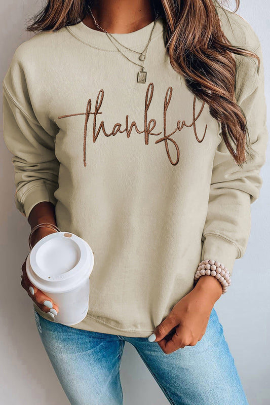 Embroidered Thankful Crew