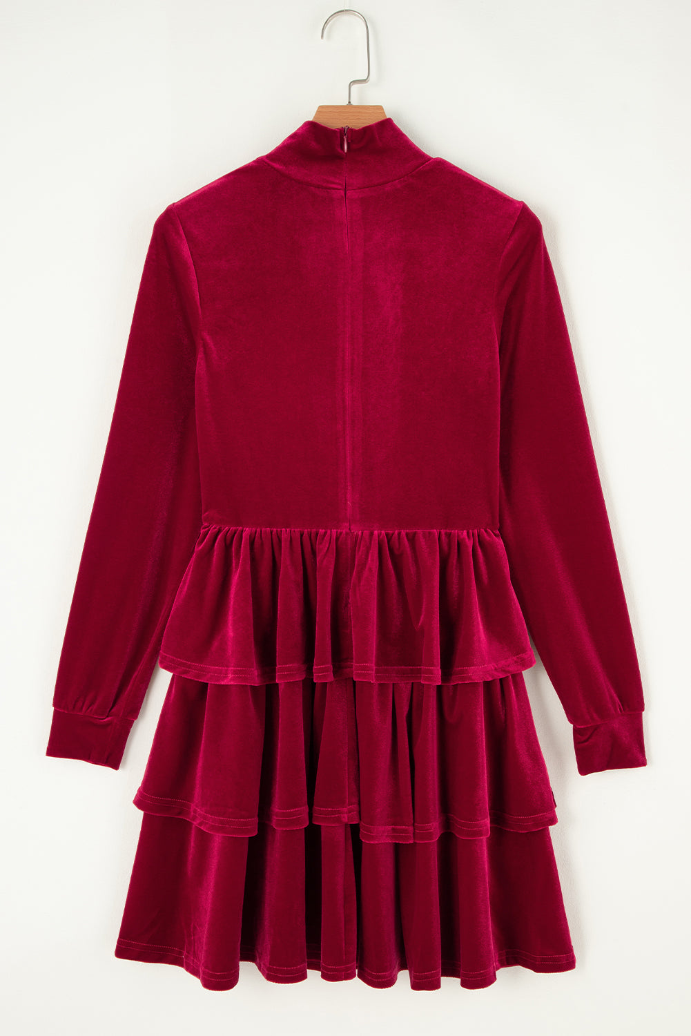 Red Velvet Ruffle Mini Dress