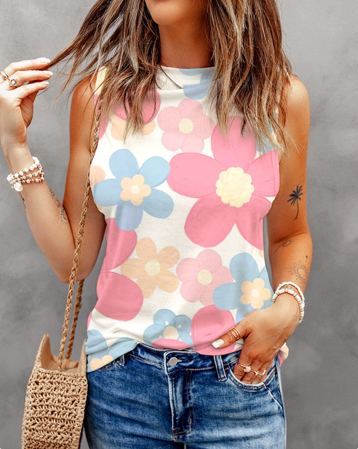 Floral Print Sleeveless Tank