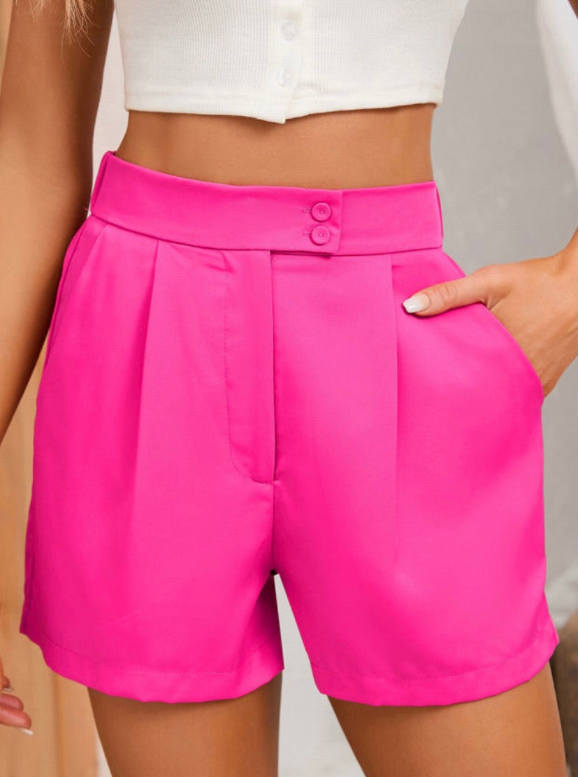 Pink pleated shorts