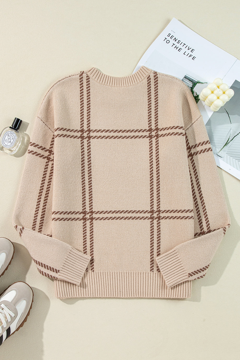 Khaki Plaid Sweater