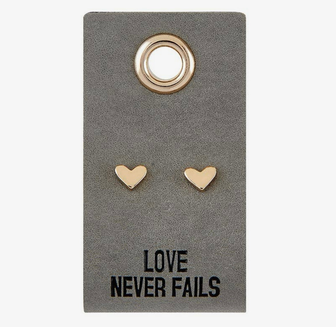 Love Never Fails Gold Heart Stud Earrings