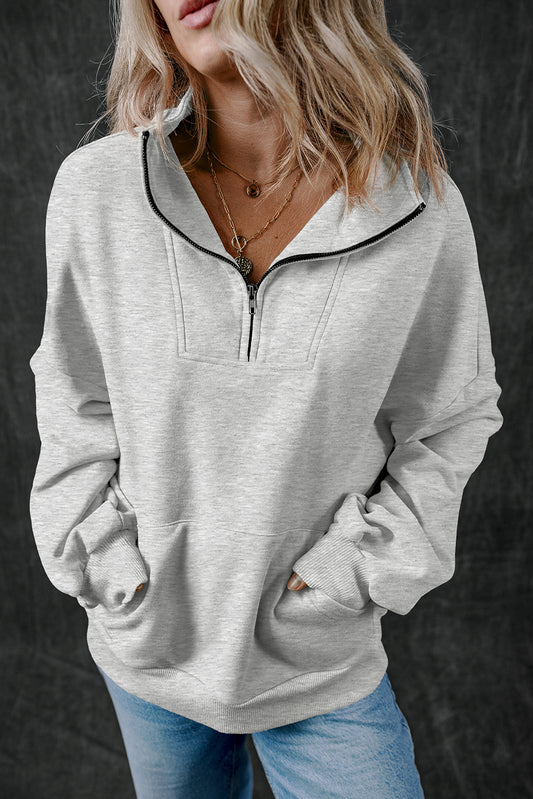 Light Grey Quarter Zip Sweatshirt