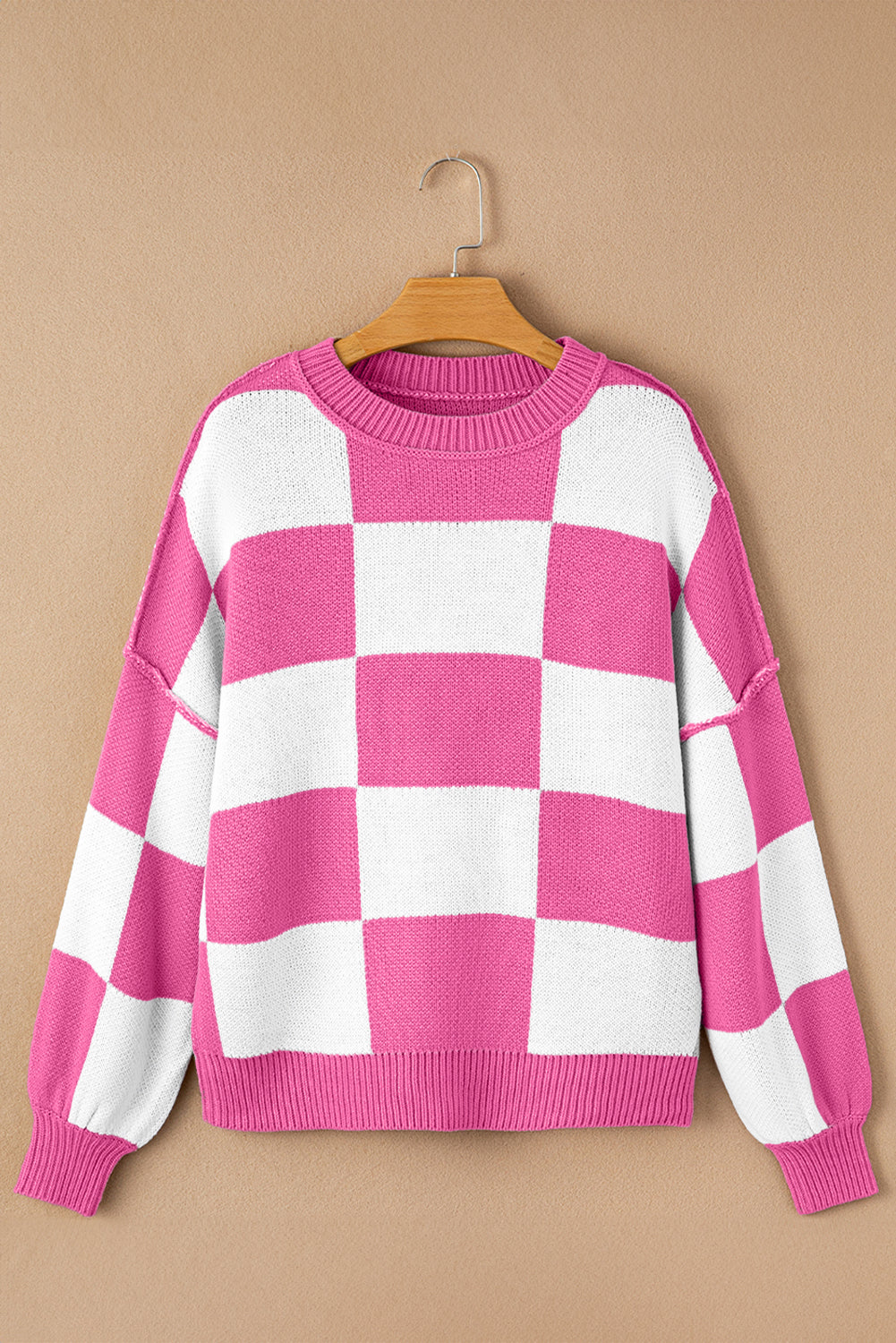 Hot Pink Checkered Sweater