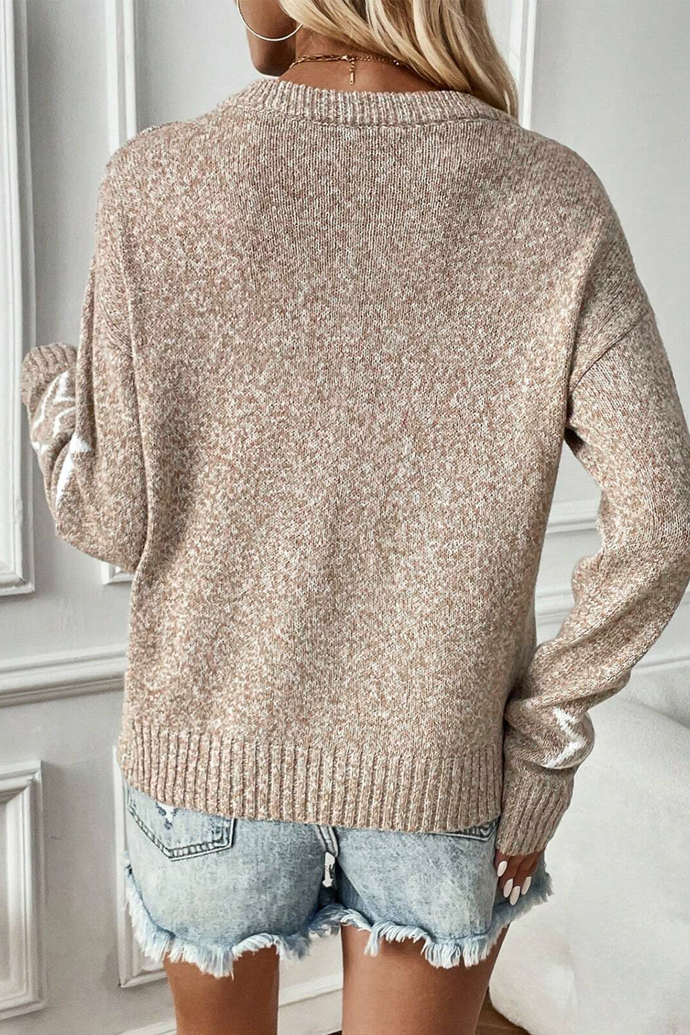 Khaki Star Pattern Sweater