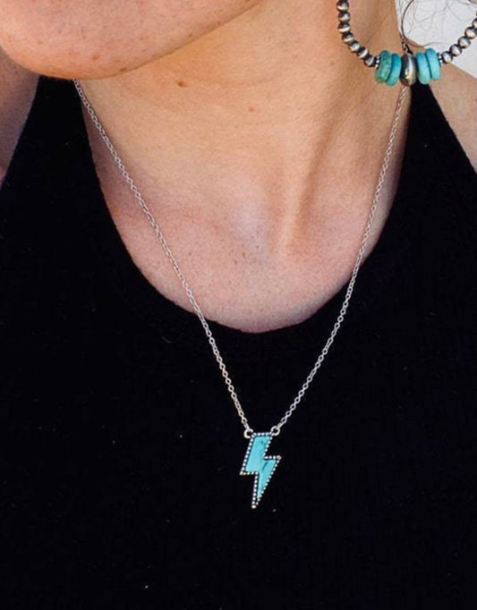 Turquoise lightning bolt necklace