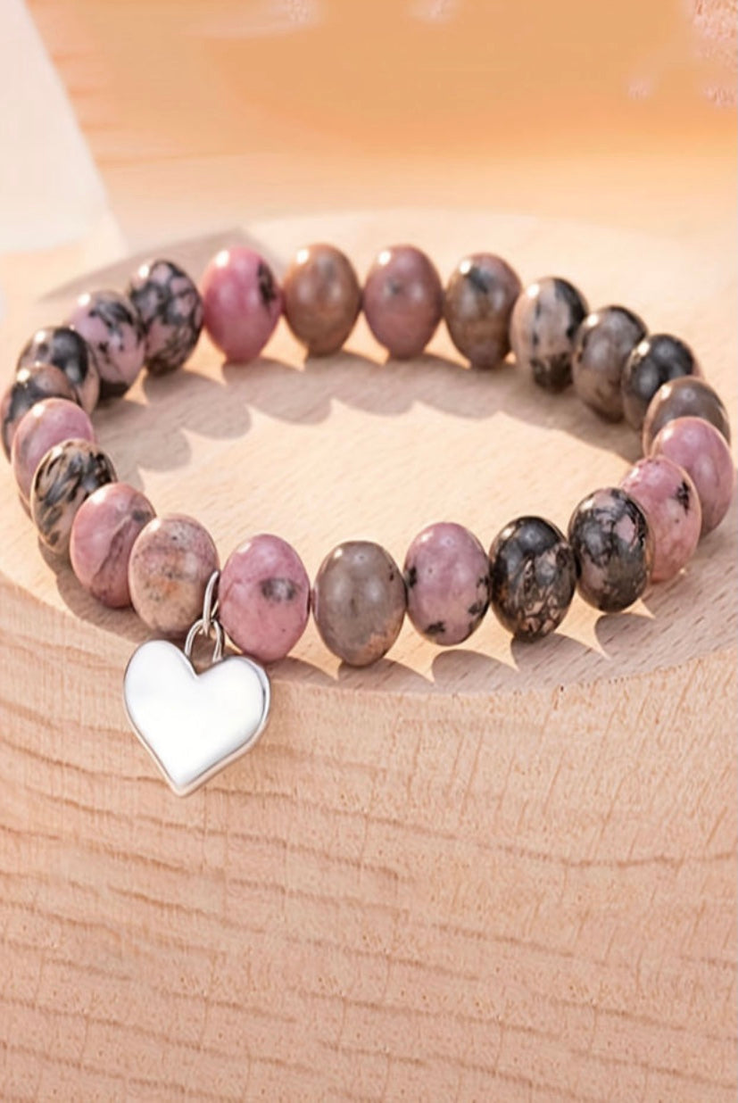 Pink heart beaded bracelet