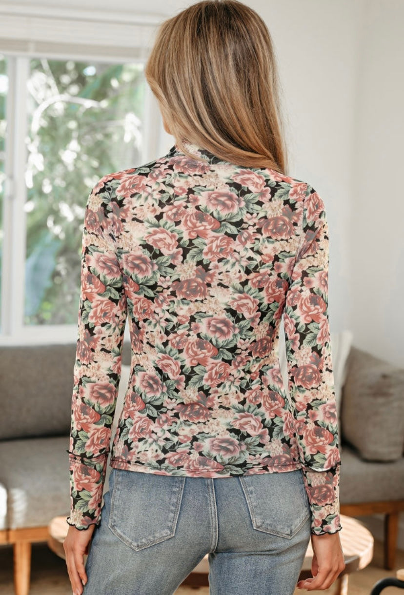 Floral Flirt Mesh Top