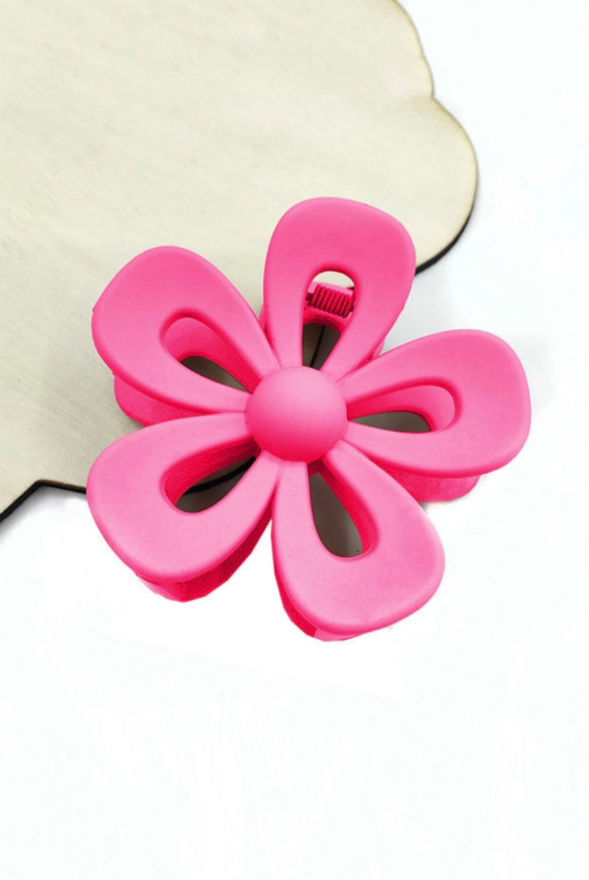 Hot Pink Flower Hair Clip