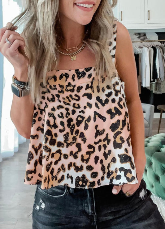 Pink/orange leopard tank top