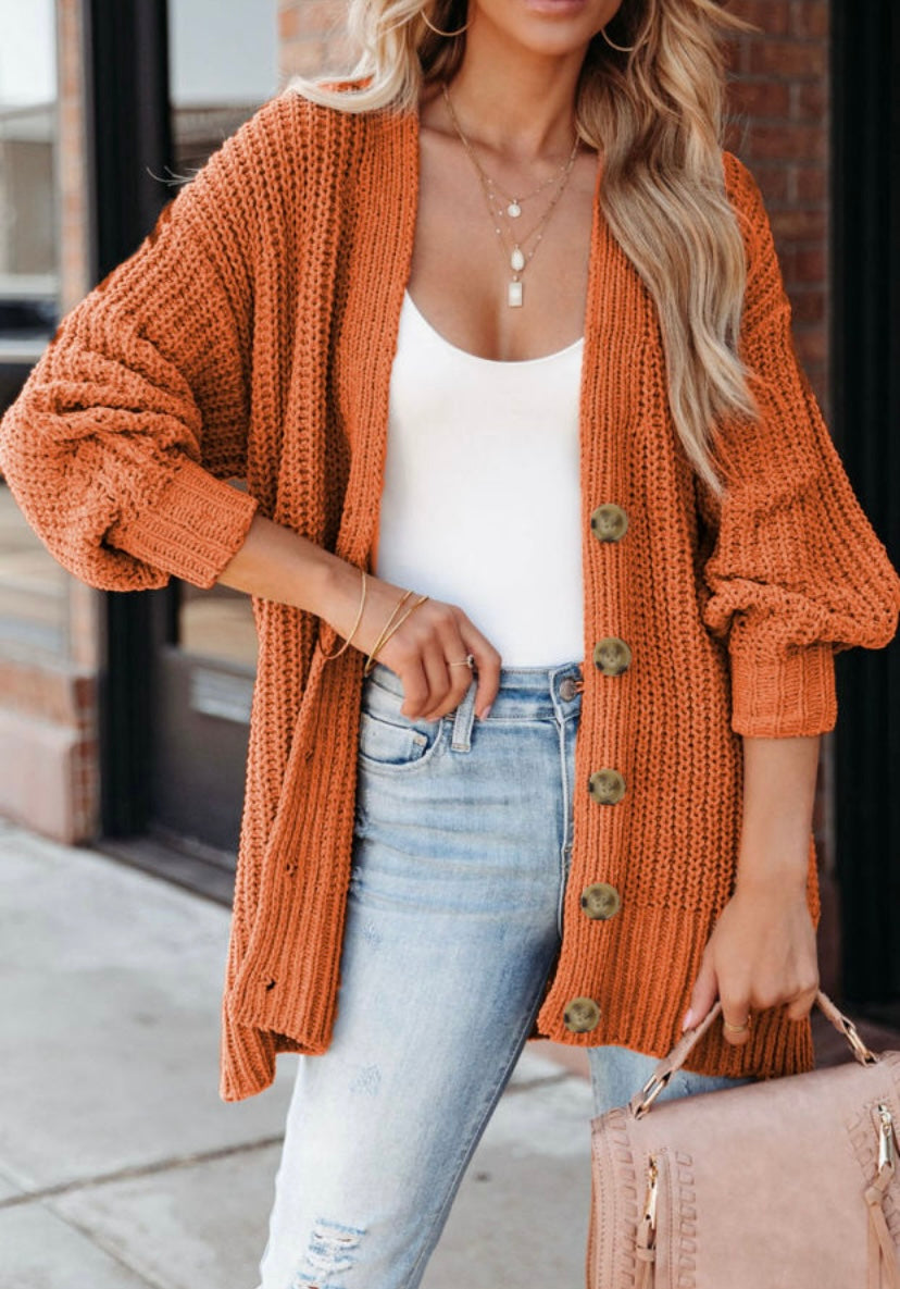 Cozy Orange Cardigan