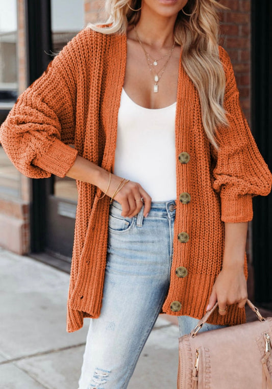 Cozy Orange Cardigan