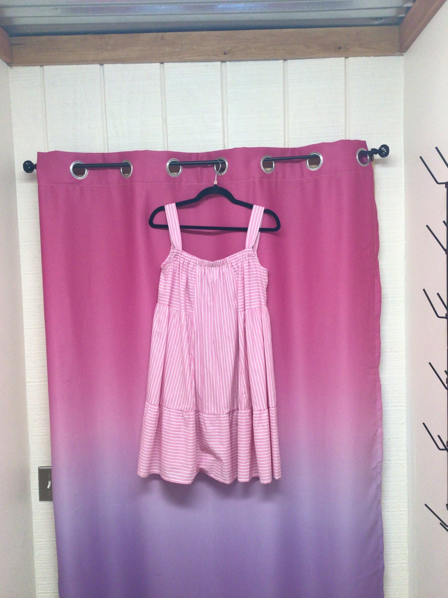 Pink Pinstripe Flare Dress