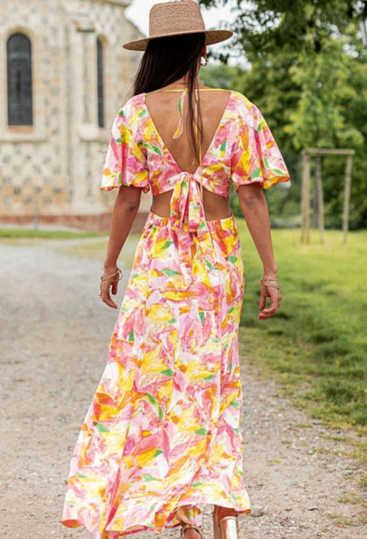 Floral Cut Out Maxi Dress