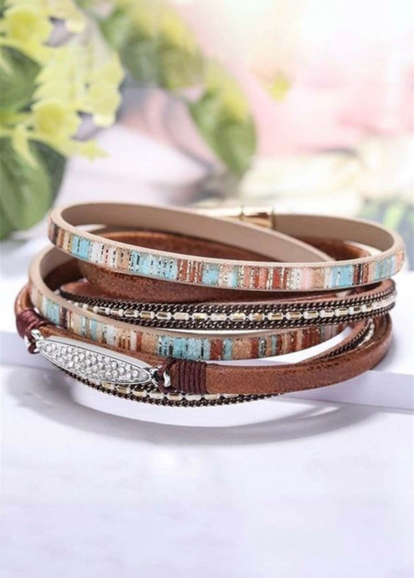 Brown Sparkle Wrap Bracelet