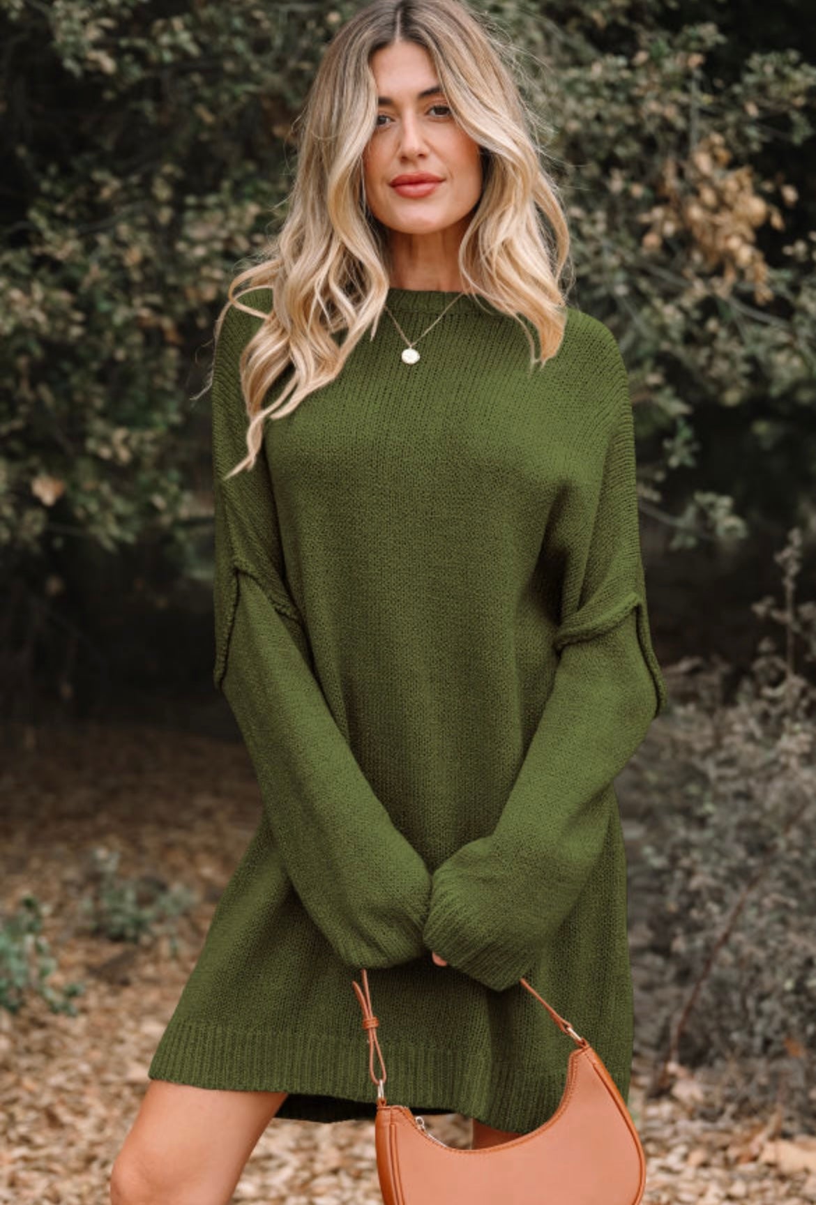Pine Green Mini Sweater Dress