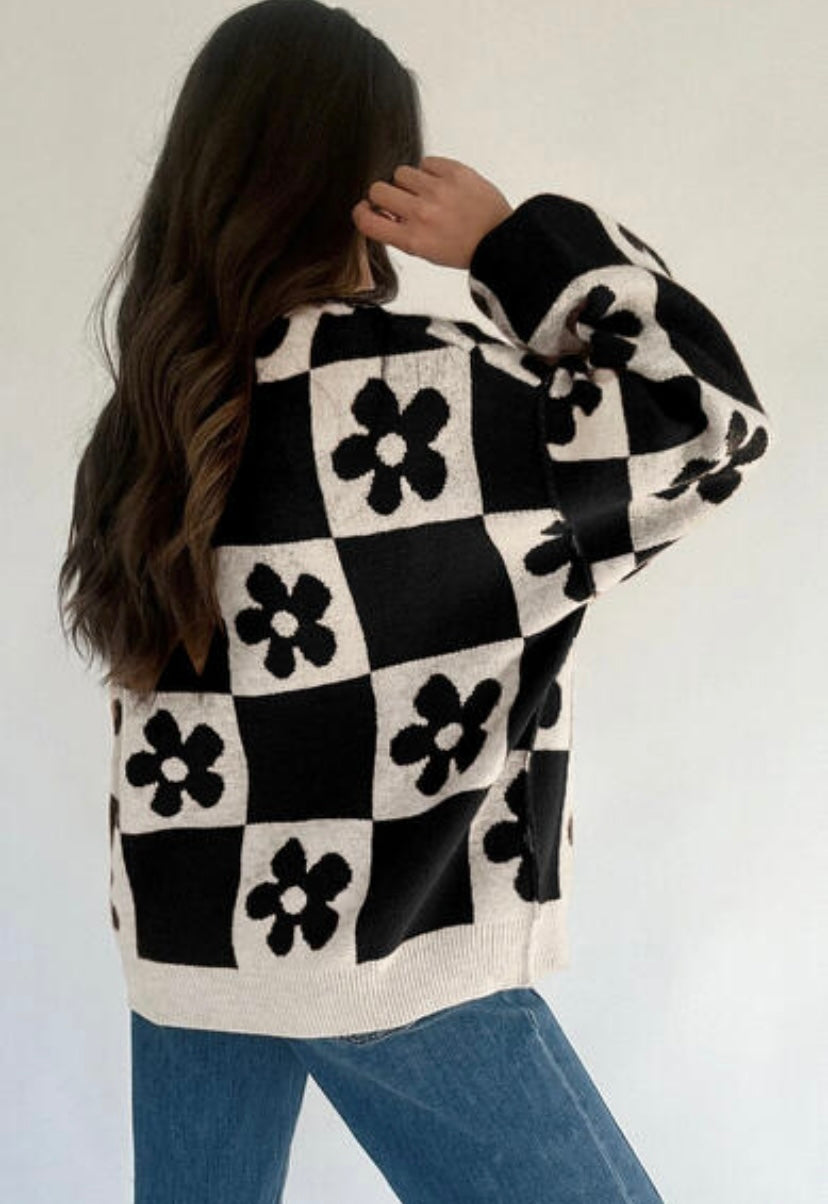 Gracie’s Floral Checkered Sweater