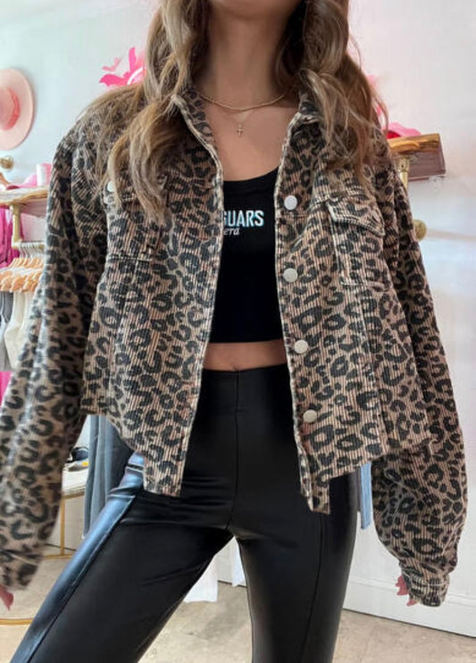 Leopard Print Corduroy Jacket