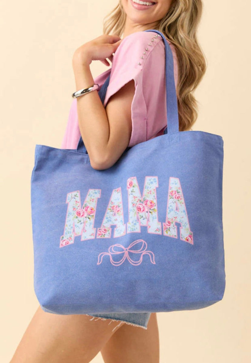 Sky Blue Floral MAMA Tote