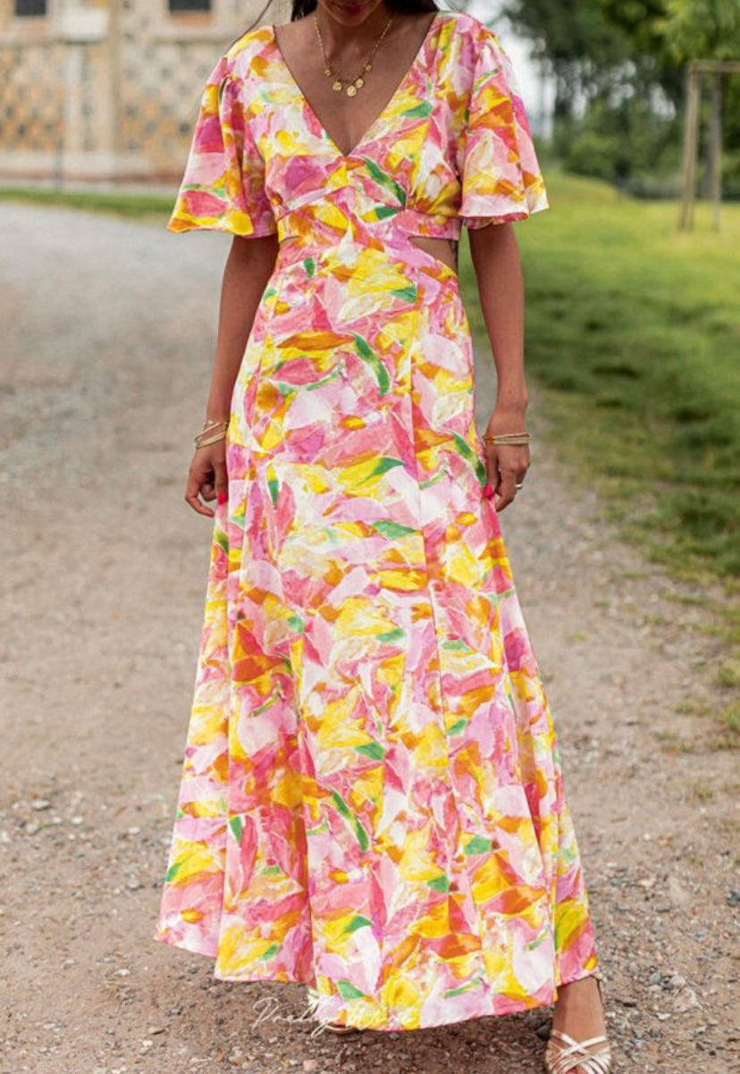 Floral Cut Out Maxi Dress