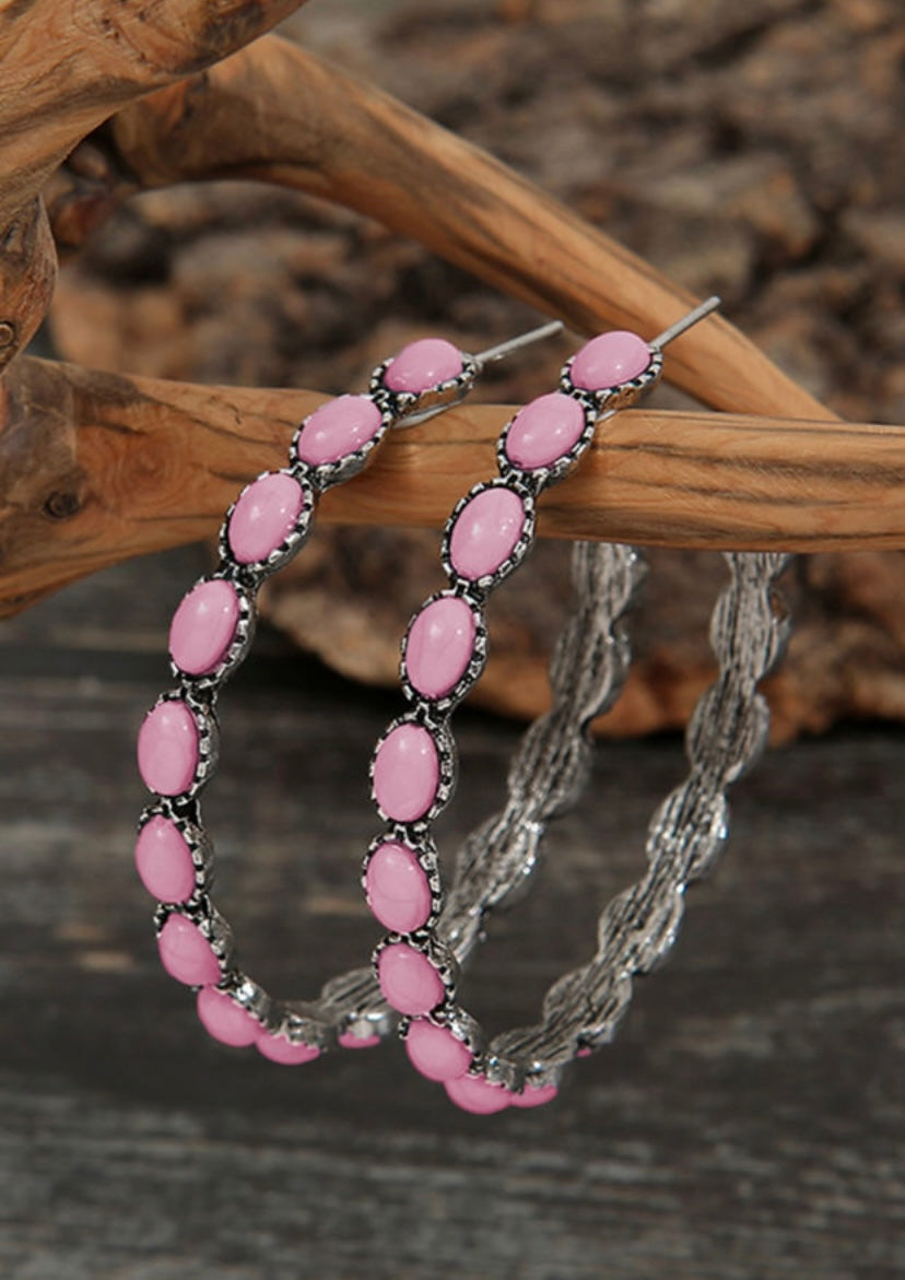 Grace’s Pink Beaded Hoop Earrings