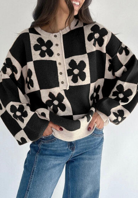 Gracie’s Floral Checkered Sweater