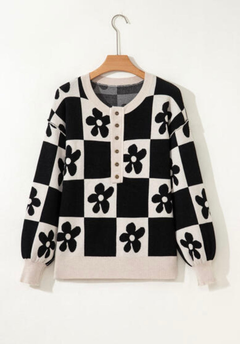 Gracie’s Floral Checkered Sweater