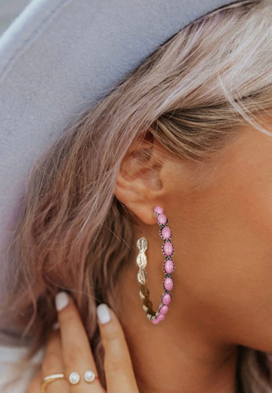 Grace’s Pink Beaded Hoop Earrings