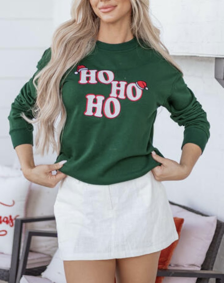 Santa Evergreen Embroidered Crewneck