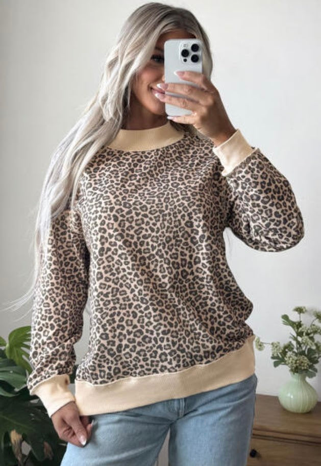 Coffee Leopard Mockneck