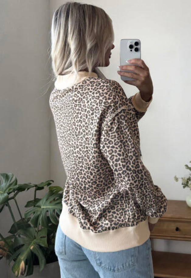 Coffee Leopard Mockneck