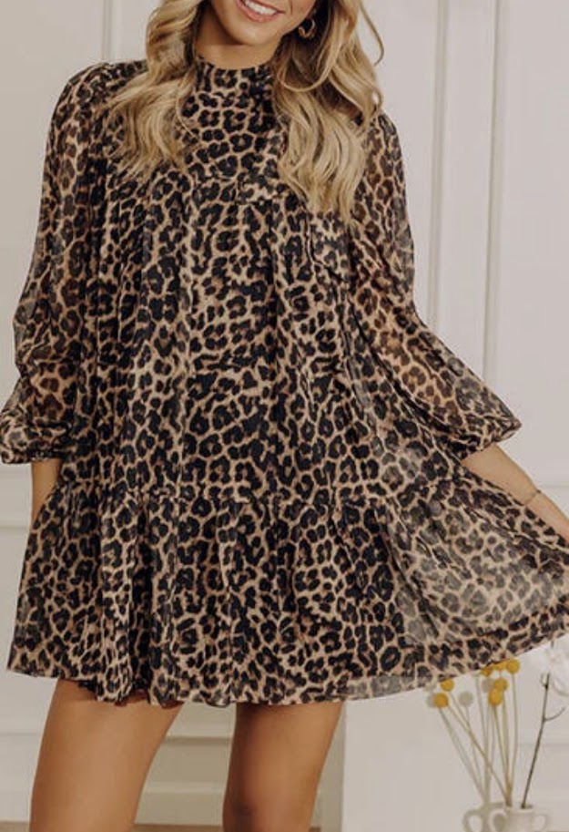 Leopard Mockneck Mini Dress