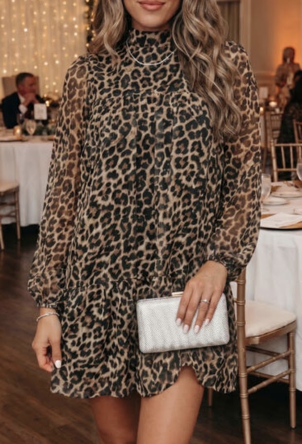 Leopard Mockneck Mini Dress