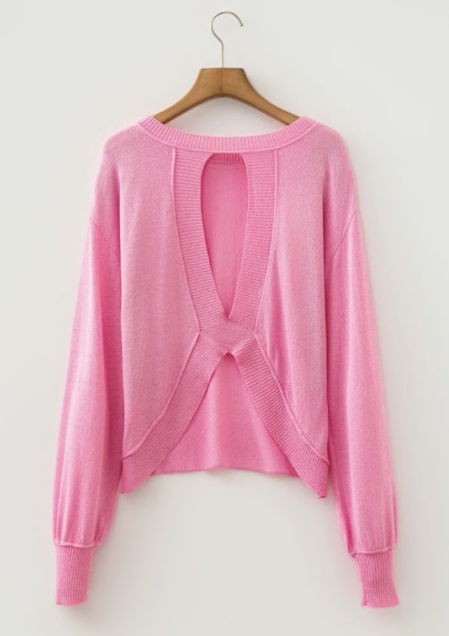 Pink Bubblegum Open Back Sweater